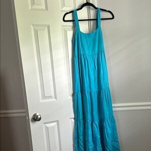 Blue Sleeveless Scoop Neck Sundress